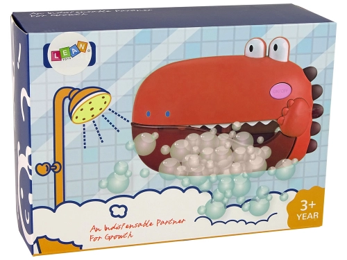 Soap Bubble Bath Toy Red Dinosaur with Batteries