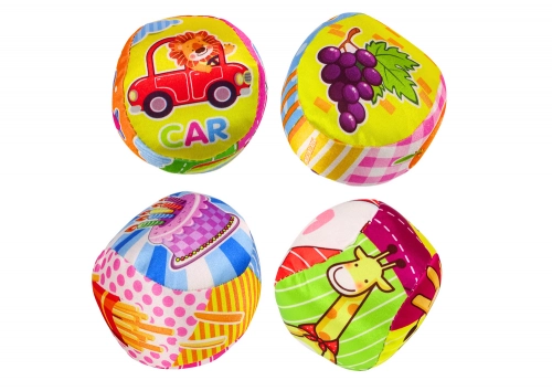 Soft Balls Colorful Educational Rattle Balls 4 pcs. Set