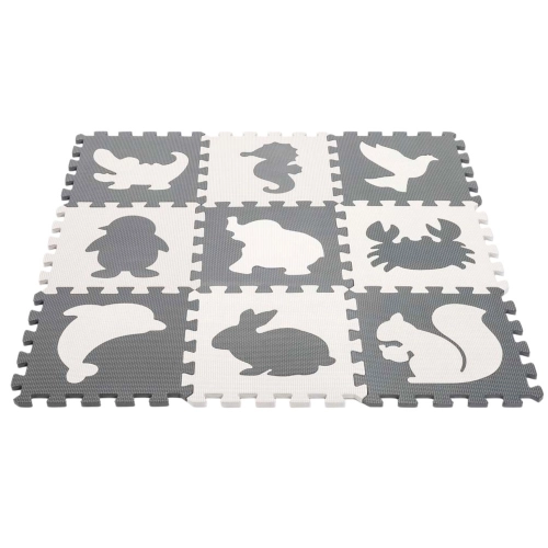 Soft Puzzle Educational Mat Dinosaurs EVA Foam Beige Gray 9 pcs.
