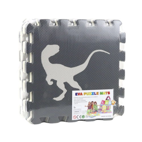 Soft Puzzle Educational Mat Dinosaurs EVA Foam Beige Gray 9 pcs.