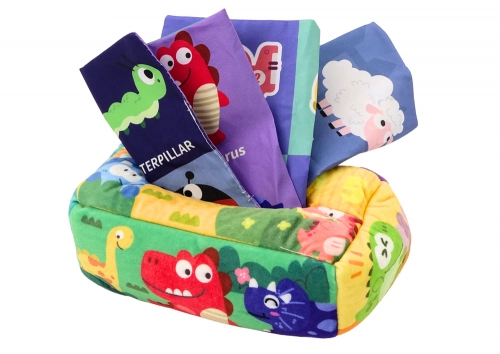 Soft Tissue Box with 6 fabrics and 3 rustling colorful wipes