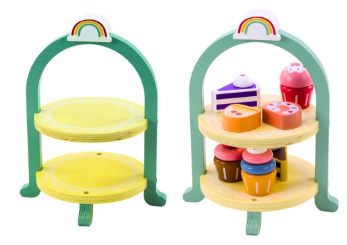 Sweets Set Cakes Cupcakes Wooden Stand