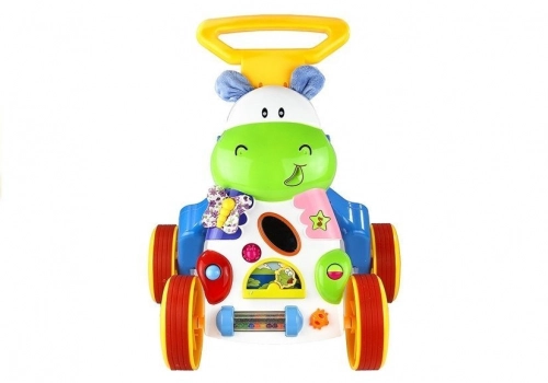 Toddler Baby Push Along Toy Hippo Sounds Rattles Crinkles Mirror