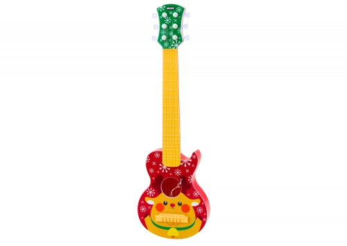 Toy Guitar for Children, Adjustable Strings, Red Reindeer