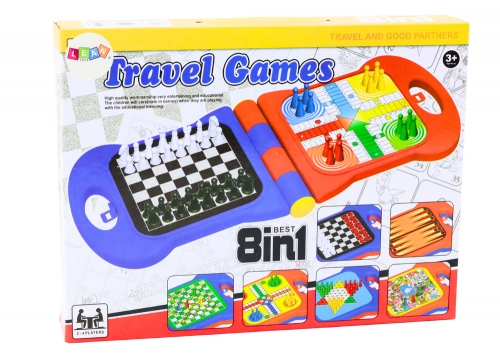 Travel Game 8in1 Chess Checkers Ludo Backgammon Chinese Snakes and Ladders