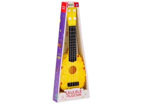 Ukulele For Children Mini Guitar 4 Strings Pineapple Theme Yellow Guitar 15″