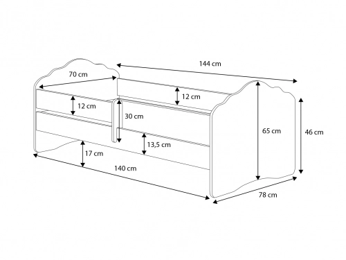 Vienvietīga gulta Fala 140x70 ar atvilktni un matraci