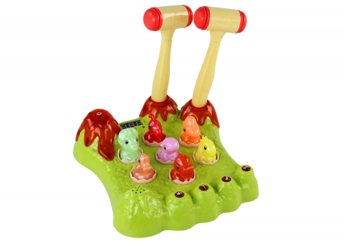 Wack-A-Mole Game Dinosaurs Board Two Hammers Green Lights Sounds