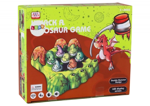 Wack-A-Mole Game Dinosaurs Board Two Hammers Green Lights Sounds