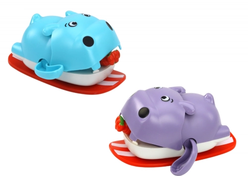 Wind-up Bath Toy Floating Hippopotamus On A Board