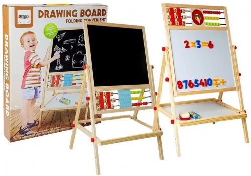 Wooden Chalk Board. Abacus. Clock, Numbers, and Magnet