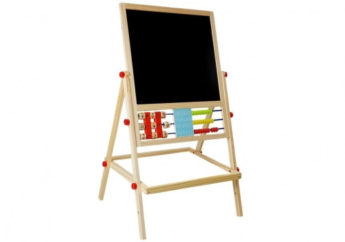 Wooden Chalk Board. Abacus. Clock, Numbers, and Magnet