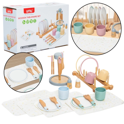 Wooden Children's Tableware Set Tableware Stand 33El