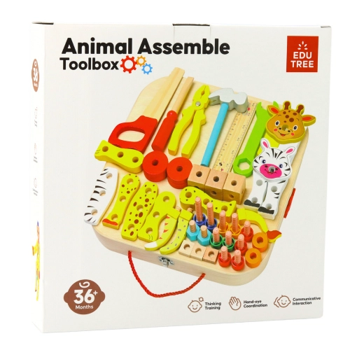 Wooden Craft Kit Animals To Assemble In A Suitcase 59pcs