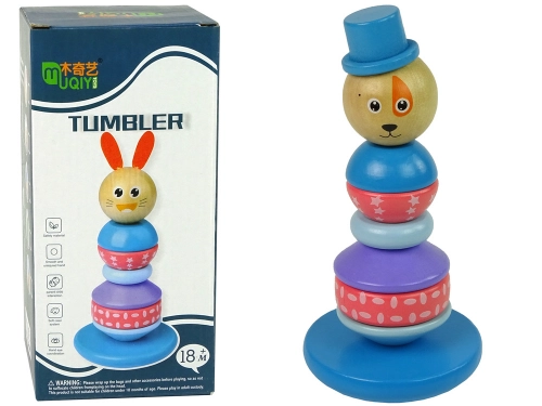 Wooden Educational Pyramid Dog with Hat Balancing Tower