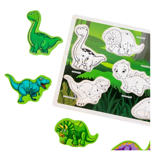 Wooden Puzzle Dinosaurs Puzzle Shapes Board 12El