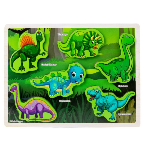 Wooden Puzzle Dinosaurs Puzzle Shapes Board 12El