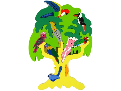 Wooden Tree Birds Parrots DIY Wooden Puzzle Blocks