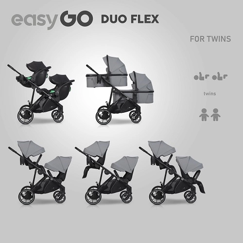 Wózek dziecięcy EasyGo Duoflex Cloudy Gray 1 siedzisko 1 gondola