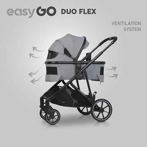 Wózek dziecięcy EasyGo Duoflex Cloudy Gray 1 siedzisko 1 gondola