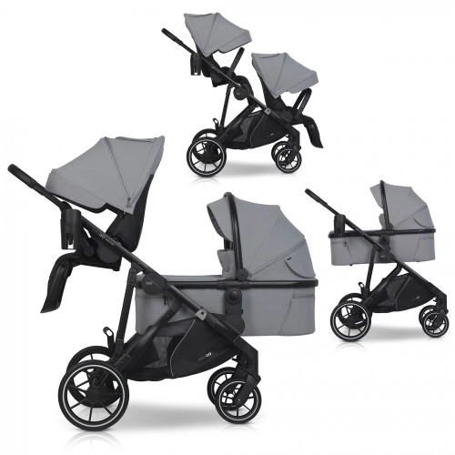 Wózek dziecięcy EasyGo Duoflex Cloudy Gray 2 siedziska 1 gondola