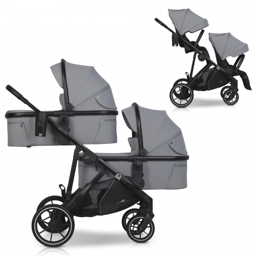 Wózek dziecięcy EasyGo Duoflex Cloudy Gray 2 siedziska 2 gondole