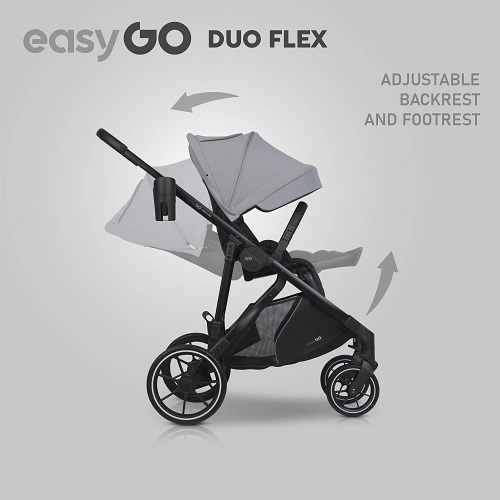 Wózek dziecięcy EasyGo Duoflex Cloudy Gray 2 siedziska 2 gondole