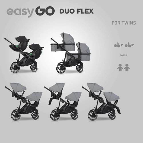 Wózek dziecięcy EasyGo Duoflex Cloudy Gray 2 siedziska