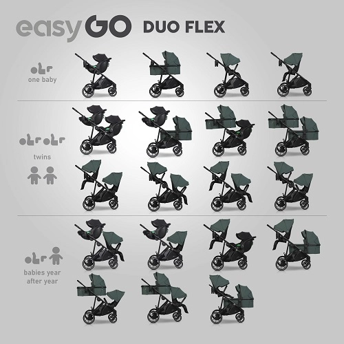 Wózek dziecięcy EasyGo Duoflex Sage Green 1 siedzisko 1 gondola