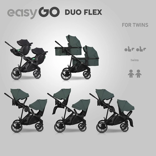 Wózek dziecięcy EasyGo Duoflex Sage Green 1 siedzisko 1 gondola