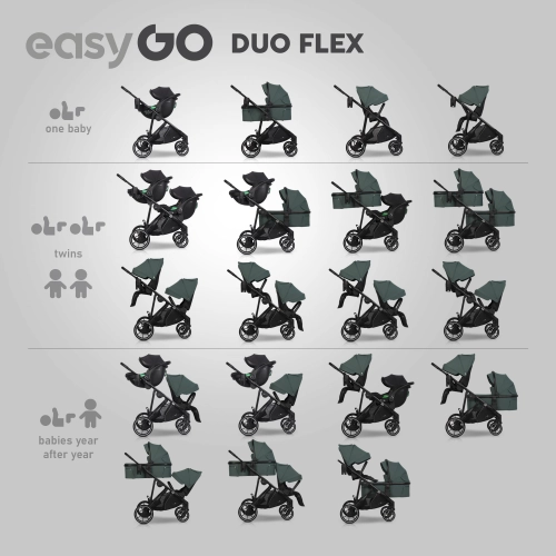 Wózek dziecięcy EasyGo Duoflex Sage Green 2 siedziska