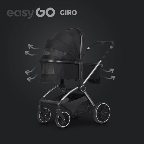EasyGo Giro Ebony Black Bērnu rati 2in1