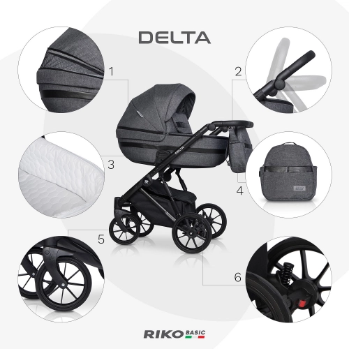 Riko Basic Delta 05 Carbon Bērnu rati 2in1