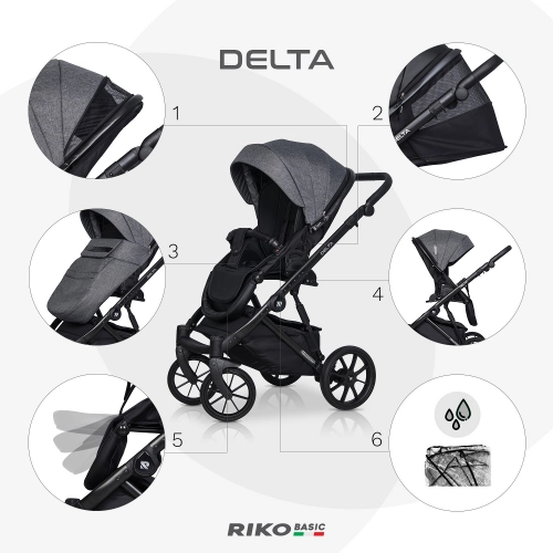 Riko Basic Delta 05 Carbon Bērnu rati 2in1