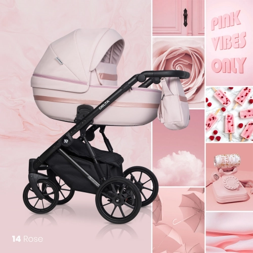 Riko Basic Delta Ecco 14 Rose Bērnu rati 2in1