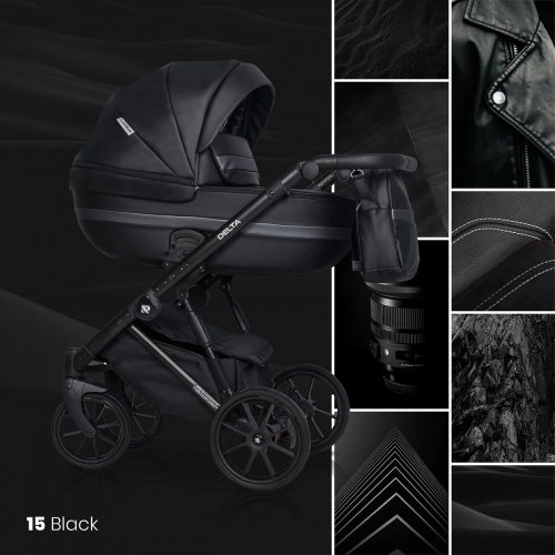 Riko Basic Delta Ecco 15 Black Bērnu rati 2in1