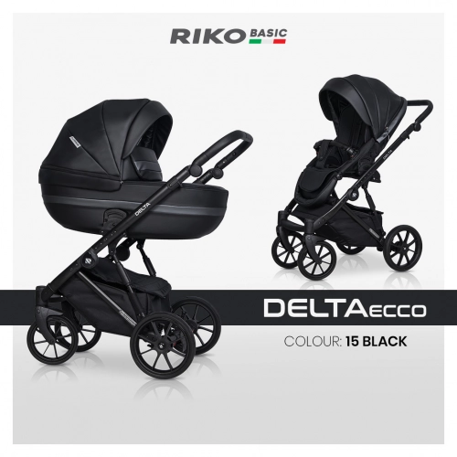 Riko Basic Delta Ecco 15 Black Bērnu rati 2in1