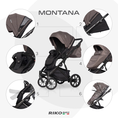Riko Basic Montana 01 Taupe Детская коляска 2 в 1