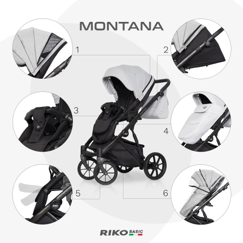 Riko Basic Montana 03 Stone Bērnu rati 2 in 1