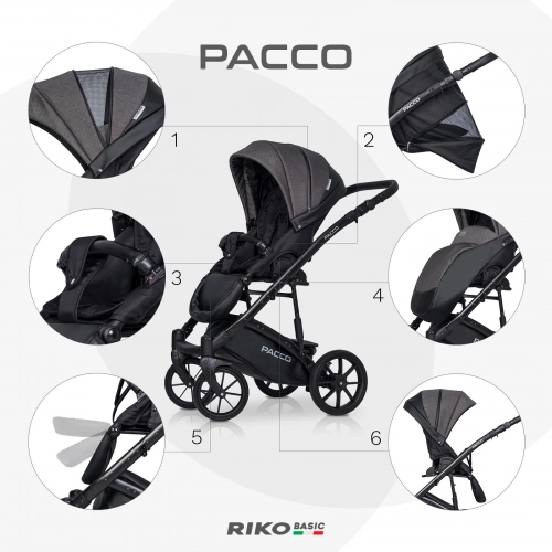 Riko Basic Pacco 04 Carbon Bērnu rati 2 in 1