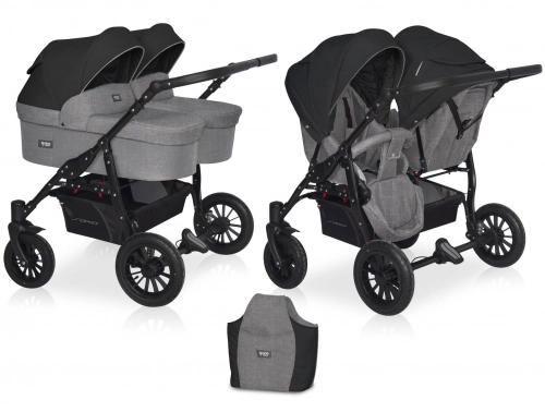 Riko Basic Saxo 04 Onyx Коляска для двойняшек 2in1