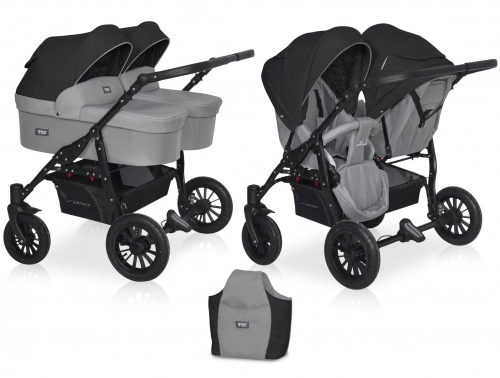 Riko Basic Saxo 05 Grey Fox Коляска для двойняшек 2in1