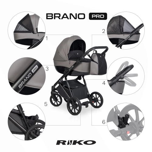 Riko Brano Pro Anthracite Bērnu rati 2 in 1