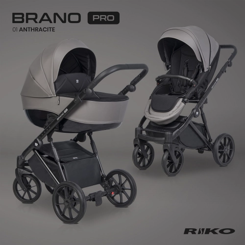 Riko Brano Pro Anthracite Bērnu rati 2 in 1