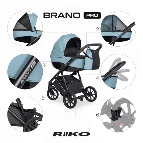 Riko Brano Pro Crystal Blue Bērnu rati 2 in 1