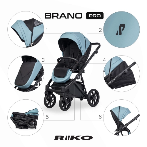 Riko Brano Pro Crystal Blue Bērnu rati 2 in 1