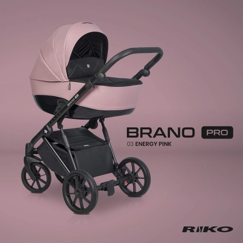Riko Brano Pro Energy Pink Bērnu rati 2 in 1