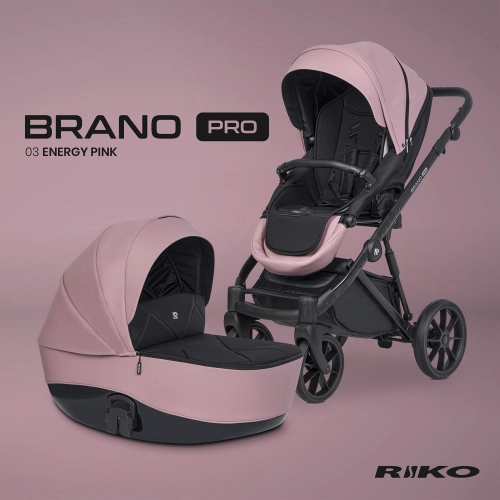 Riko Brano Pro Energy Pink Bērnu rati 2 in 1