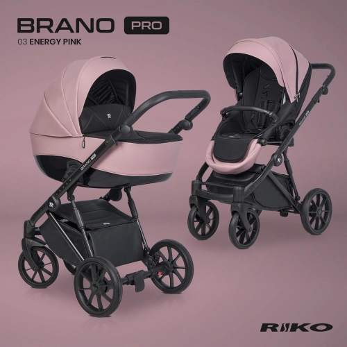 Riko Brano Pro Energy Pink Bērnu rati 2 in 1