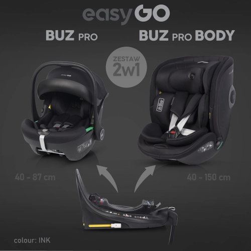EasyGo Buz Pro 0-13 kg un EasyGo Buz Pro Body 0-36 kg Ink Bērnu autosēdeklis 2in1